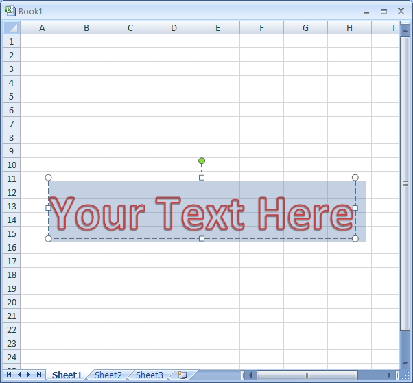 A WordArt text box appears with selected placeholder text.