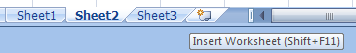 Click the Insert Worksheet icon at the end of the sheet tabs.