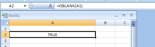 Input the formula: =ISBLANK(A1)