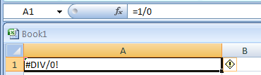 Fill A1 with: =1/0