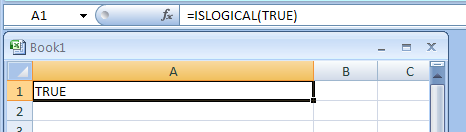 Input the formula: =ISLOGICAL