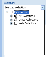 To search a specific collection Clip Art, click the Search In, and then select the collections.