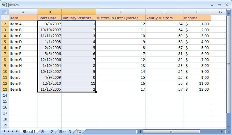 Make a selection from within a range