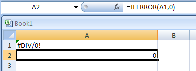 Input the formula: =IFERROR(A1,0)