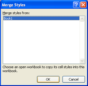 Click the workbook that contains the styles you want to merge. Click OK.