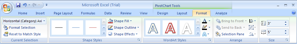 Use Format to format chart elements using Shape and WordArt styles.