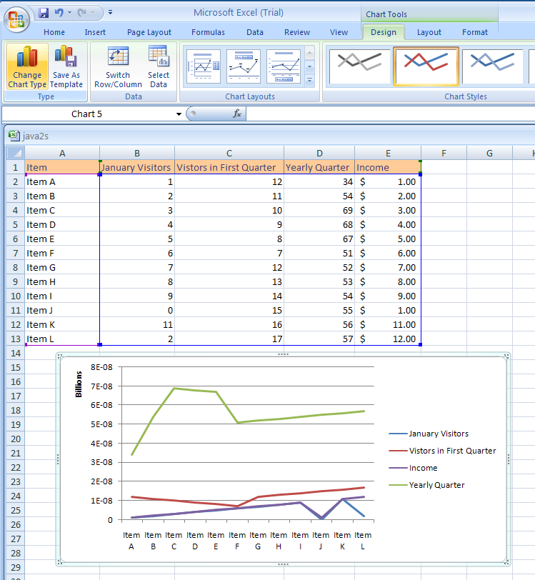 Different Types Of Charts In Ms Excel 2007
