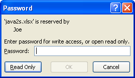 Click Read Only or type the password in the Password dialog box.