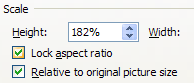 To keep the picture proportional, select the Lock aspect ratio.