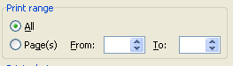 Select whether to print the entire document or only the pages you specify.