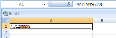 RADIANS(angle) converts degrees to radians