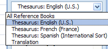 Click the list arrow. Select a reference source, or click All Reference Books.
