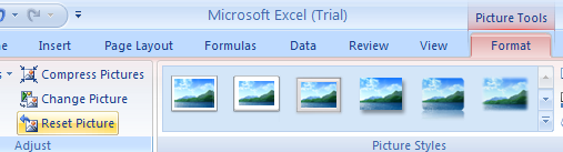 Click the picture. Click the Format tab under Picture Tools. Click the Reset Picture button.