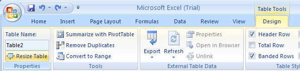 Resize a Table