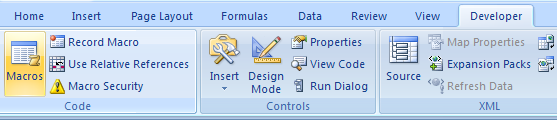 Click the Developer or View tab. Click the Macros button.
