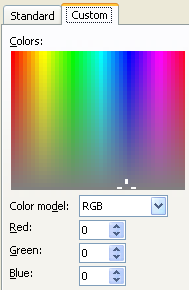 If you know the color values, enter Hue, Sat, Lum, or Red, Green, and Blue. Or drag across the palette to select the color