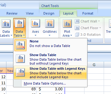 Or click More Data Table Options to set custom data table options.
