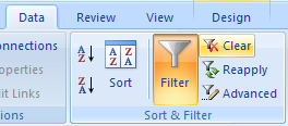To clear all filters in a worksheet and redisplay all rows, click the Clear button.