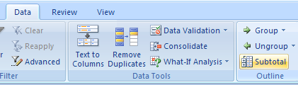 Click the Subtotal button.