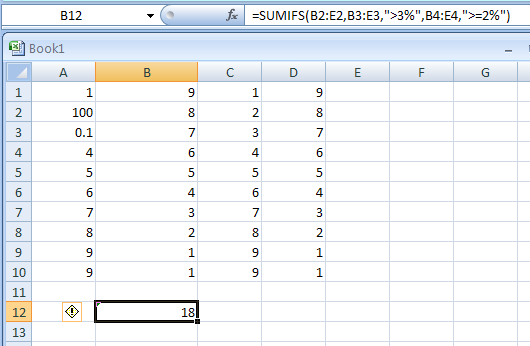 Input the formula: =SUMIFS