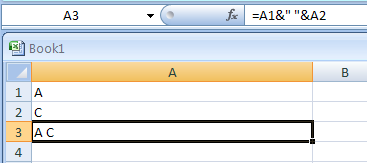 To add a space between the two entries when joining Two or More Cells: