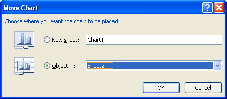 Click the Object in option, and then select the worksheet you want.