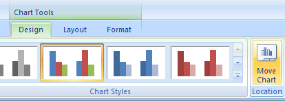 Click the chart. Click the Design tab under Chart Tools. Click the Move Chart button.