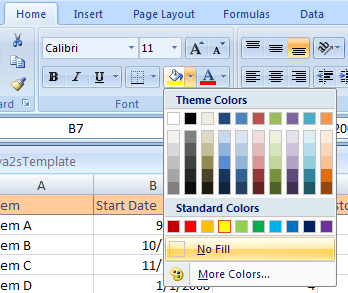 To Remove The Cell Shading Cell Color Format Style Microsoft Office Excel 2007 Tutorial