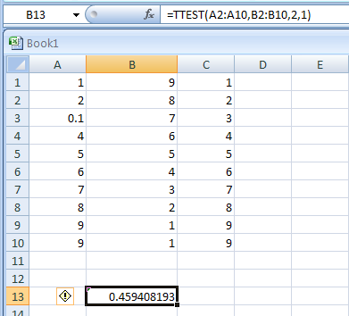Ttest Array1 Array2 Tails Type Returns The Probability Associated