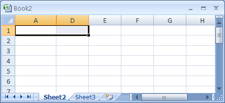 Drag to select the column or row header buttons on either side of the hidden column or row.