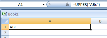 Input the formula: =UPPER