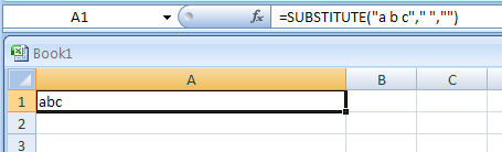 Use the SUBSTITUTE function to remove all spaces from a string