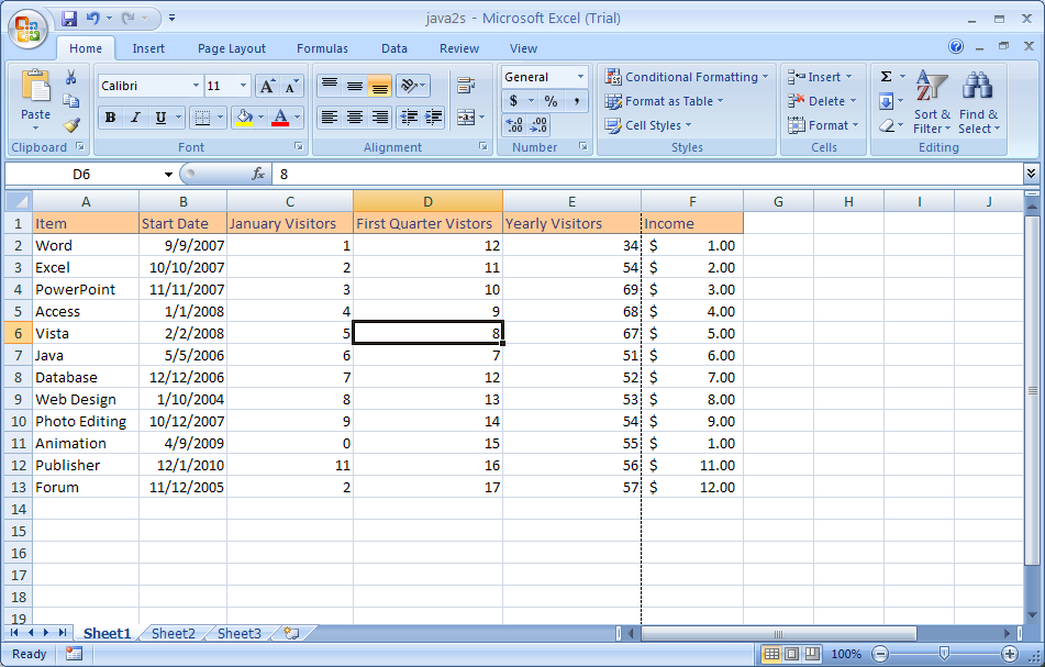 Using the Status Bar : Status Bar « Introduction « Microsoft Office Excel  2007 Tutorial