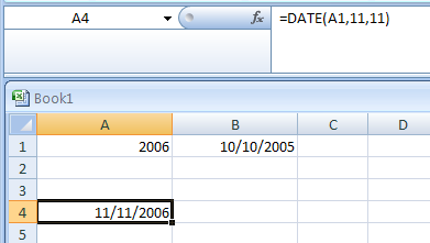 Input the formula: =DATE(A1,11,11)