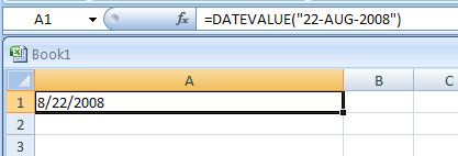 Input the formula: =DATEVALUE