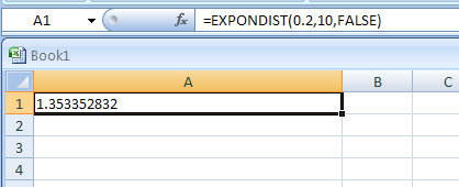 Input the formula: =EXPONDIST(0.2,10,FALSE)