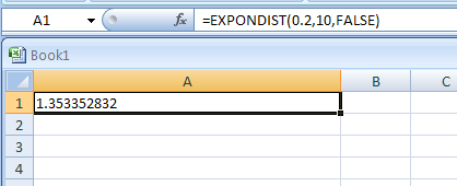 =EXPONDIST(0.2,10,FALSE)