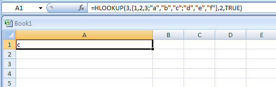 Input the formula: =HLOOKUP