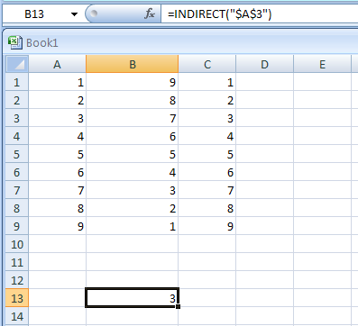 Input the formula: =INDIRECT($A$3)