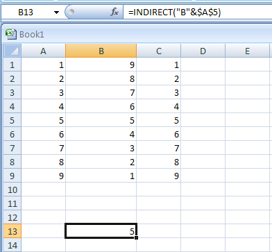 Input the formula: =INDIRECT