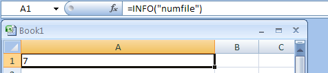 Input the formula: =INFO