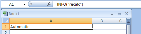 Input the formula: =INFO