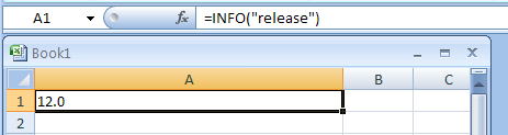 Input the formula: =INFO