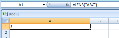Input the formula: =LENB