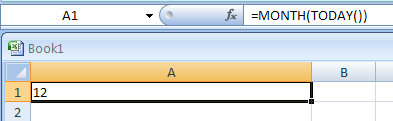 Input the formula: =MONTH(TODAY())