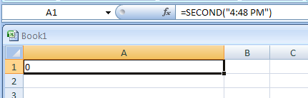 Input the formula: =SECOND