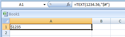 Input the formula: =TEXT