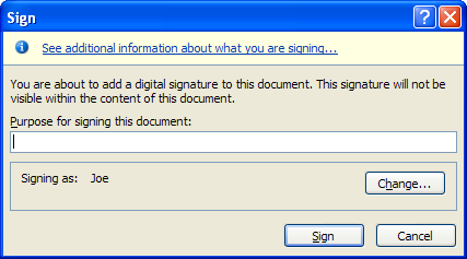 Enter the purpose for signing this document.
