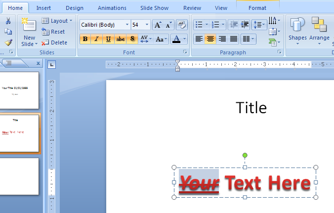 Add formatting to WordArt text