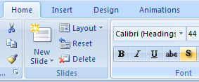 Select Home tab Font and Text Shadow.